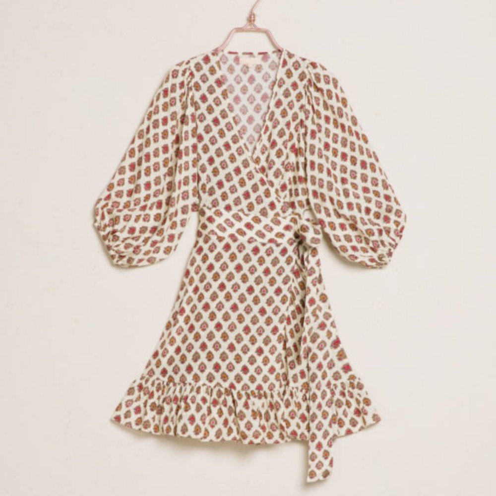 NEW By TiMo Bohemian ruffle wrap dress boho hippy kimono jacket coverup resort - Picture 2 of 6